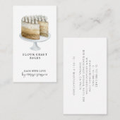 Bakkerij Pastry Chef Waterverf White Cake Dessert  Visitekaartje (Voorkant / Achterkant)