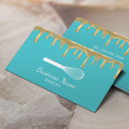 Bakkerij Pastry Chef Whisk Logo Modern Turquoise Visitekaartje