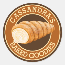 Bakkerij Pastry Cream Horn Bread Baker's Logo Ronde Sticker