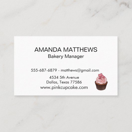 Bakkerij Pastry Cupcake Roze Mixer Visitekaartje (Achterkant)