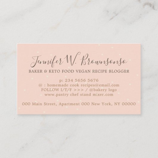 Bakkerij Pastry Patisserie schattig mengdeeg Visitekaartje (Achterkant)