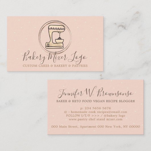 Bakkerij Pastry Patisserie schattig mengdeeg Visitekaartje (Voorkant / Achterkant)