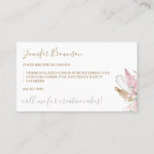 Bakkerij Pastry Pink Flowers Boho Creative chef Visitekaartje (Achterkant)