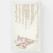 Bakkerij Pastry Roze Bloemen Boho Creatief Spandoek (Verticaal)