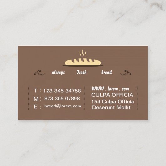 Bakkerij Pastry Visitekaartje - 3,5 inch x 2,0 inc (Achterkant)