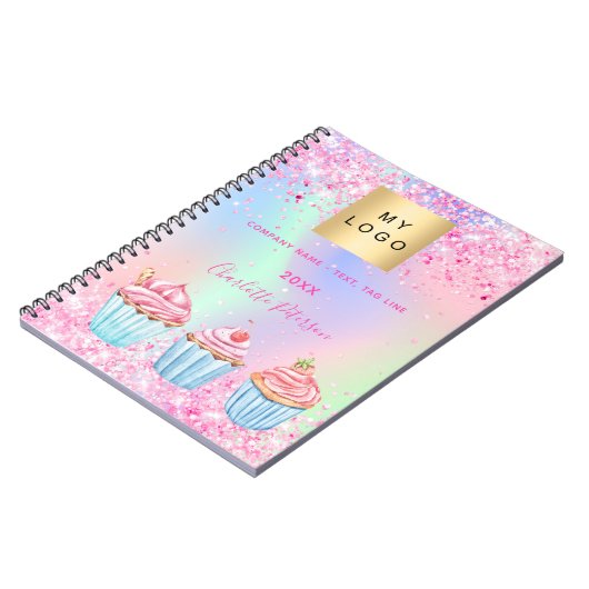 Bakkerij pastry winkel glitters cupcakes naam  notitieboek (Linkerzijde)