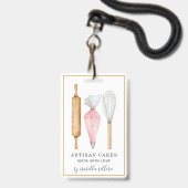 Bakkerij Pastuurschef Waterverf Bakbenodigdheden Badge (Voorzijde met lanyard)