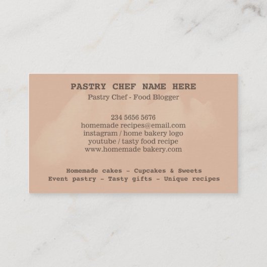Bakkerij patisserie chef rustige logo schattig visitekaartje (Achterkant)