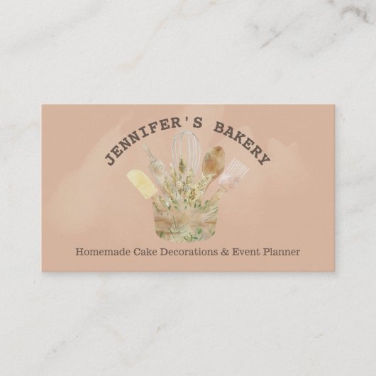 Bakkerij patisserie chef rustige logo schattig visitekaartje (Voorkant)