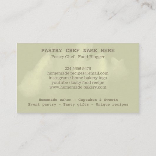 Bakkerij patisserie chef rustige vormgeving schatt visitekaartje (Achterkant)
