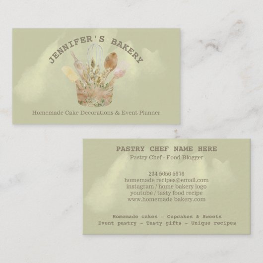 Bakkerij patisserie chef rustige vormgeving schatt visitekaartje (Voorkant / Achterkant)