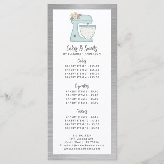 Bakkerij Patissier Dessert Menu (Voorkant)