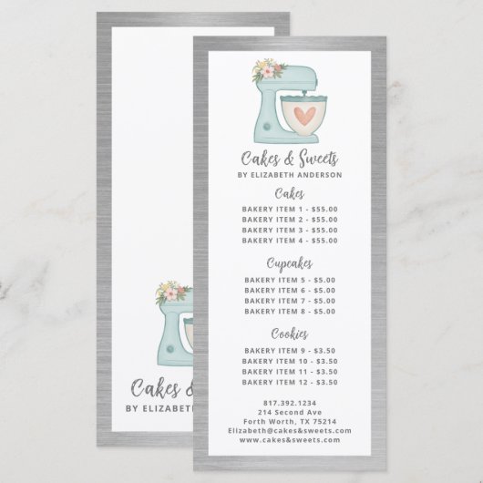 Bakkerij Patissier Dessert Menu (Voorkant / Achterkant)