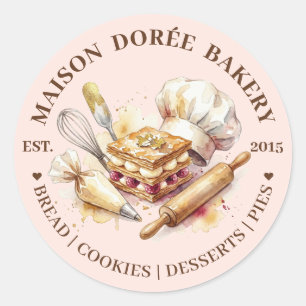 Bakkerij Patissier Goud Bakken Catering Bedankt Ronde Sticker