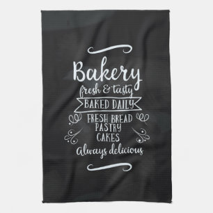 Bakkerij poster in vintage stijl op krijtbord theedoek