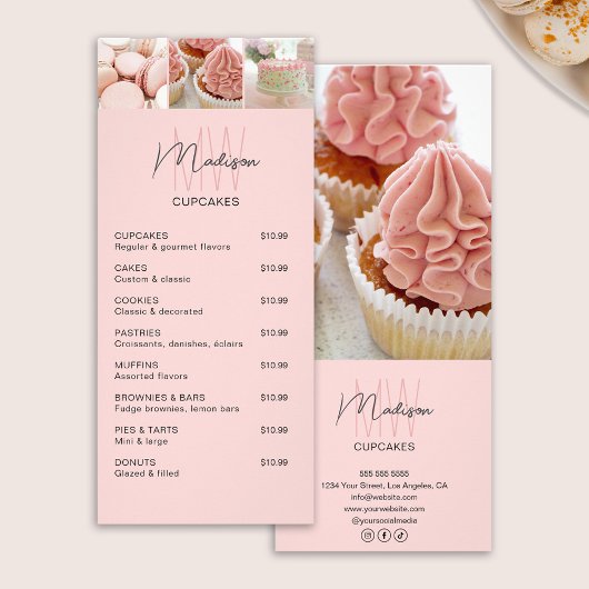 Bakkerij Prijslijst Custom Monogram Logo Pink Reclamekaart