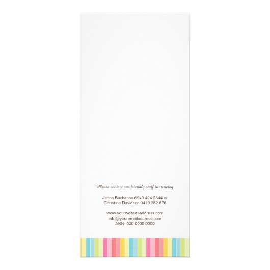 Bakkerij prijslijst Rack Kaart (Achterkant)