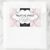 Bakkerij Product Label Pink Damask Rectangle 2 (Tas)