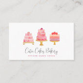 Bakkerij QR-code 3 Blush Roze Cakes Gebak Chef Sch Visitekaartje (Voorkant)