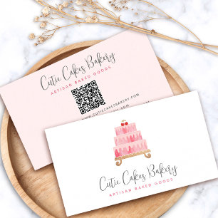 Bakkerij QR-code Cake Blush Roze Gebak Chef Minima Visitekaartje