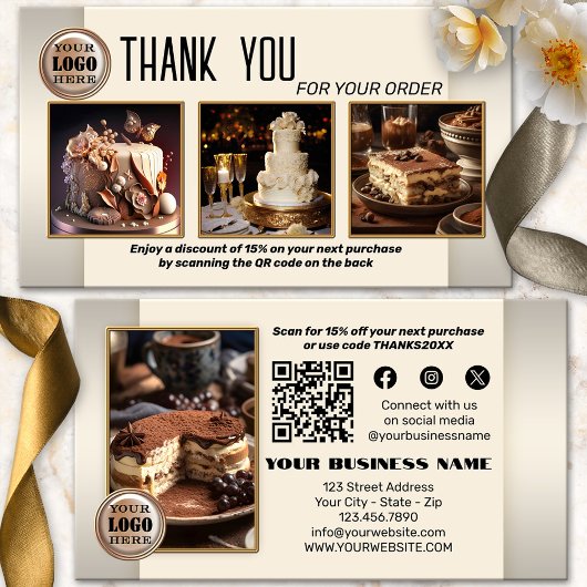 Bakkerij QR code foto dank u voor uw bestelling Visitekaartje