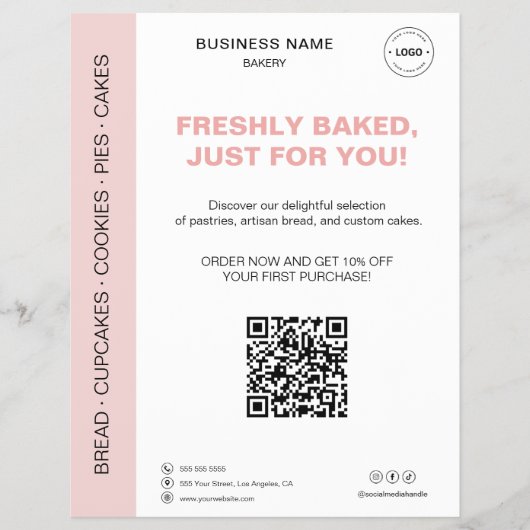 Bakkerij QR-code promotie Flyer (Voorkant)