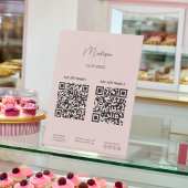 Bakkerij QR Scan te betalen Monogram Logo Business Reclamebord Met Voetstuk