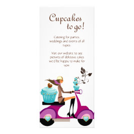 Bakkerij-rackkaart Cupcake Scooter Blue Reclamekaart