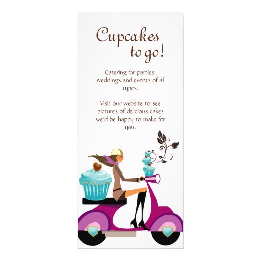 Bakkerij-rackkaart Cupcake Scooter Blue Reclamekaart (Voorkant)