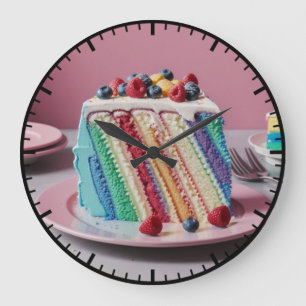 Bakkerij Rainbow Cake Gebakken Goederen Foodie Grote Klok