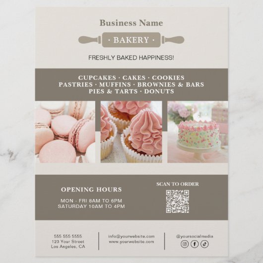 Bakkerij Rolling Pin Business Marketing Flyer (Voorkant)