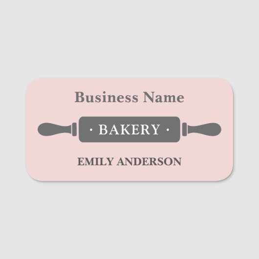 Bakkerij Rolling Pin Pink Business Naamplaatje (Voorkant)