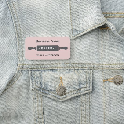 Bakkerij Rolling Pin Pink Business Naamplaatje (In situ)
