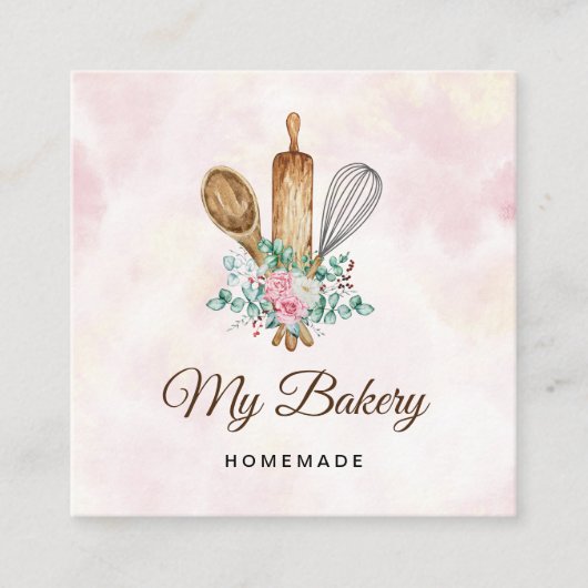 Bakkerij Rolling Pin Vierkante Visitekaartje (Voorkant)