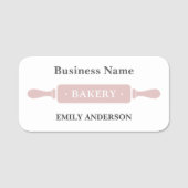 Bakkerij Rolling Pin White en Pink Business Naamplaatje (Voorkant)