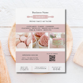 Bakkerij Rolling Pin Wit Roze Zakelijke Marketing Flyer