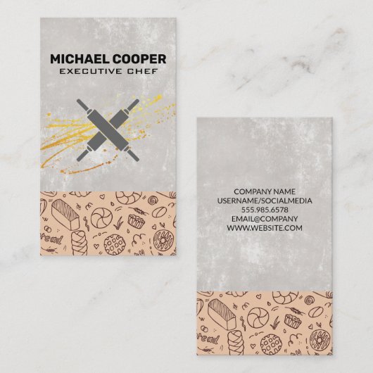 bakkerij | Rolspelden | banketillustraties Visitekaartje (Voorkant / Achterkant)