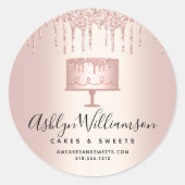 Bakkerij-Roos Glitter-schijven Ronde Sticker (Voorkant)