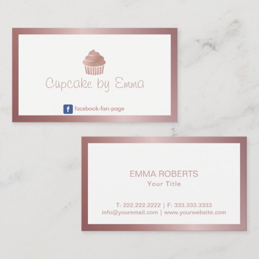 Bakkerij - Roos Gold Cupcake - Minimumformaat Visitekaartje (Voorkant / Achterkant)