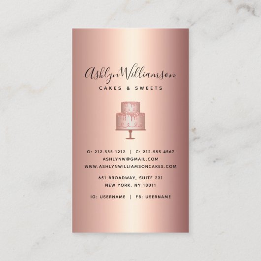 Bakkerij Roos Gold Koper Glitter Drift Deeg Visitekaartje (Achterkant)