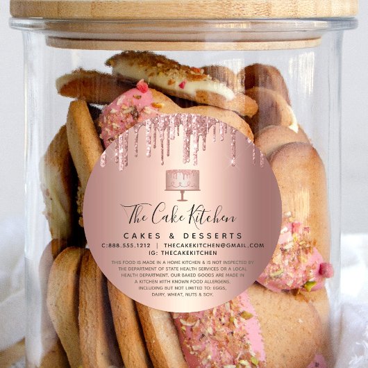 Bakkerij - Roos Gold Koper - Glitter - Drijven leg Ronde Sticker