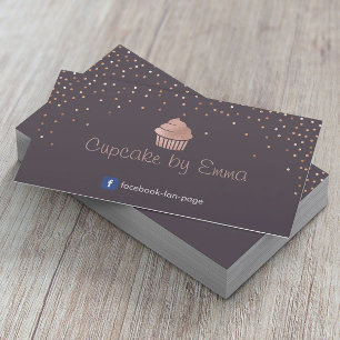 Bakkerij Roos Gouden Cupcake Modern Confetti Paars Visitekaartje