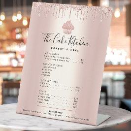 Bakkerij Rose Gouden Glitter Drips Menu Prijslijst Reclamebord Met Voetstuk