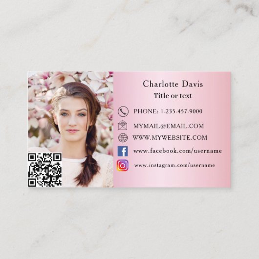 Bakkerij roze bakkerij gebak cupcakes QR code foto Visitekaartje (Achterkant)