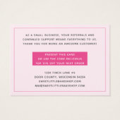 Bakkerij roze Bevroren Dank u Korting Bedrijfs Visitekaartje (Achterkant)