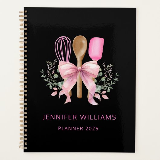 Bakkerij Roze Bow Utensils Modern Planner Notitieb (Voorkant)