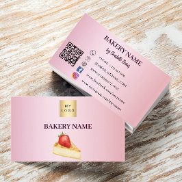 Bakkerij roze cake gebak QR code logo Visitekaartje