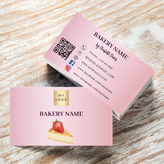 Bakkerij roze cake gebak QR code logo Visitekaartje