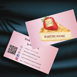 Bakkerij roze cake gebak QR code logo Visitekaartje