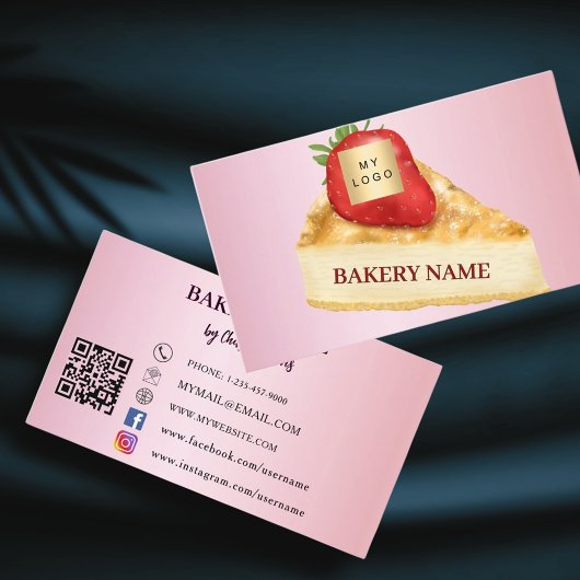 Bakkerij roze cake gebak QR code logo Visitekaartje